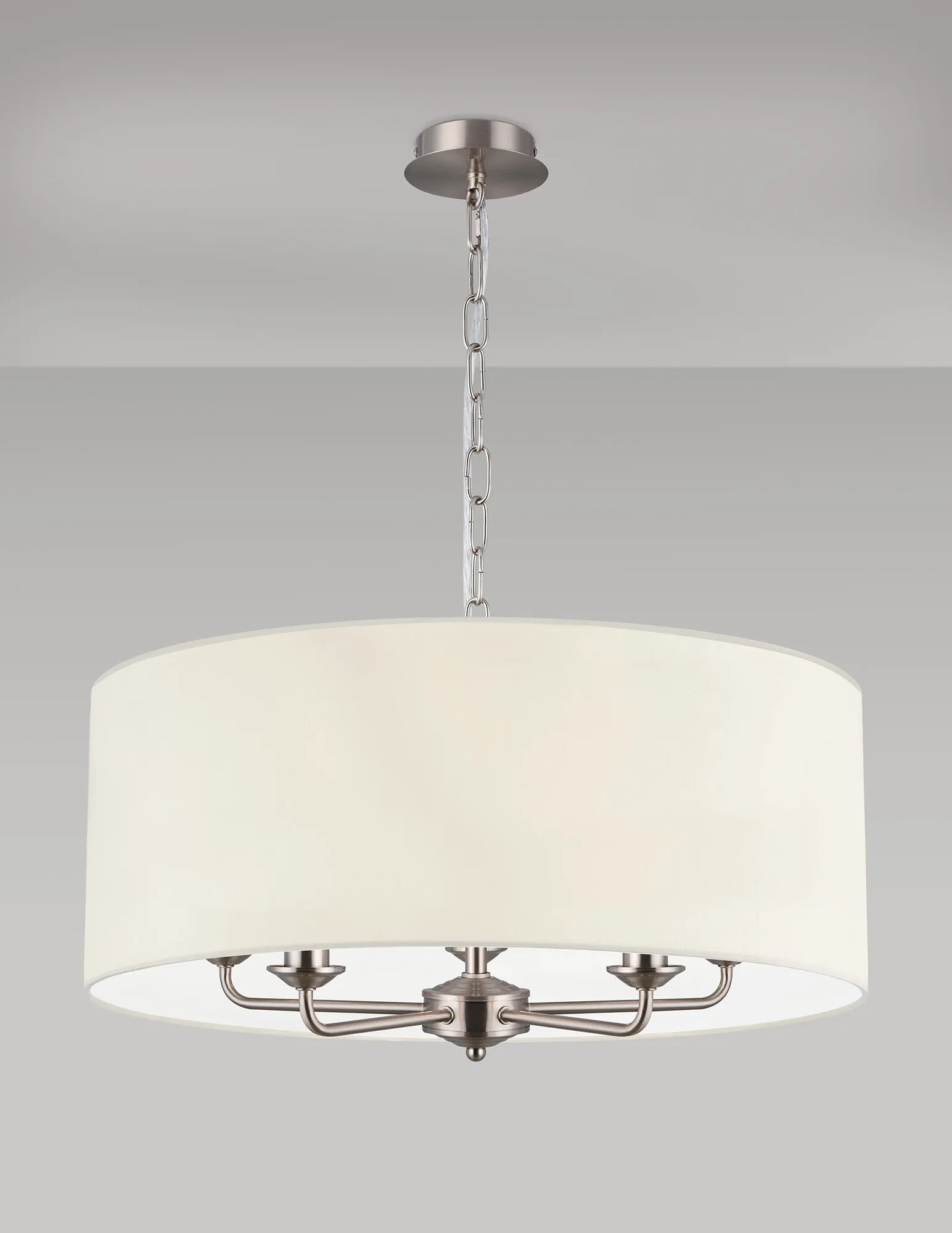 Banyan 60cm 5 Light Pendant Satin Nickel; Ivory Pearl DK0672  Deco Banyan SN IV